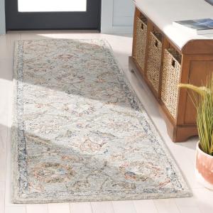 Ковер SAFAVIEH, 69 x 244 см, Metro Collection - ковер-дорожка, Grey/Rust, геометрический рисунок, идеален для помещений с высокой проходимостью в гостиной, спальне, столовой (MET754F)