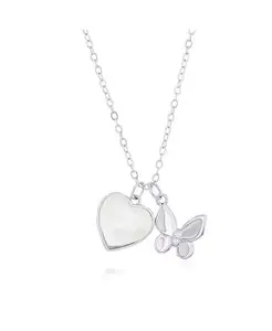 Ожерелье из стерлингового серебра в форме сердца с фианитами в форме бабочки Caribbean Treasures, silver