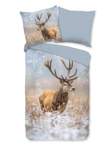 Jack Комплект постельного белья из фланели, 2 предмета, 135x200 см, цвет «Олень, снег, магия», светло-голубой