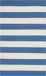 Ковер SAFAVIEH, 69 x 153 см, Montauk Collection, Blue & Ivory, ручной работы, плоское плетение из хлопка, тканая текстура, деревенский полосатый узор, идеально для прихожей, входной двери, ванной комнаты (MTK712C)