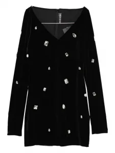 Платье с V-образным вырезом, украшенное кристаллами David Koma, черный