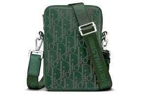 DIOR Кожаная курьерская сумка через плечо унисекс зеленая