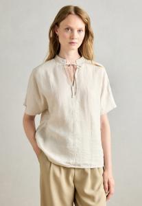 Блуза Marc O'Polo BLOUSE STAND UP COLLAR BOW DETAIL SHORT SLEEVE SOLID, Silky Stone/Sand