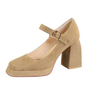 YAFEI XUANYU Мэри Джейн на массивном каблуке 9 см женские — хаки, цвет Khaki