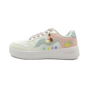 LINING Скейтерские кроссовки Low top для женщин, устойчивые к истиранию, легкие и дышащие, White Yellow Pink