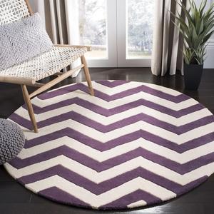 Ковер SAFAVIEH, 275 x 275 см, Chatham Collection, Purple & Ivory, ручной работы, шеврон из шерсти, идеален для помещений с высокой проходимостью в гостиной, спальне (CHT715F)