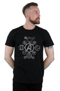 Футболка с потертыми металлическими значками «Мстители: Война бесконечности» Marvel, черный