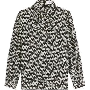 Блузка с бантом из шелка CELINE, черная