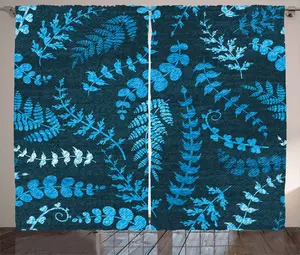 Штора ABAKUHAUS Blue Rustic, с цветочным узором Веточка листьев, универсальная ленточная штора для гостиной с петлями и крючками, 280 x 175 см, бирюзовый светло-голубой Abakuhaus
