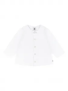 Топ с длинными рукавами и оборчатым воротником Petit Bateau, белый