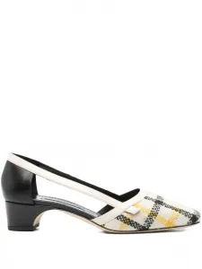 Туфли 30mm Varro checked-pattern cut-out pumps Manolo Blahnik, белый