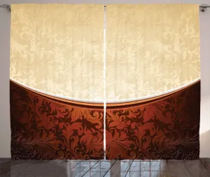 Штора ABAKUHAUS Chocolate Rustic с викторианскими мотивами, присборенная тесьма для спальни с петлями и крючками, 280 x 175 см, бежево-коричневый цвет