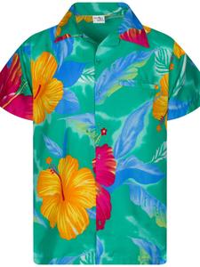 Рубашка King Kameha Hawaiian Big Flower, небесно-синий