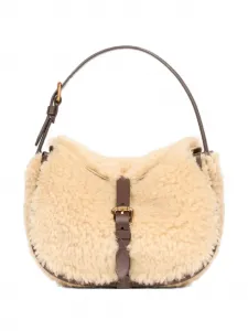 Сумка через плечо с отделкой из овчины Etro, кремовый
