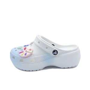 Crocs Классические туфли-сабо на платформе унисекс белого и синего цвета