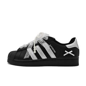 Adidas Originals Низкие кроссовки для скейтбординга Superstar 2 White Moonlight, устойчивые к истиранию, унисекс, серебристо-черные