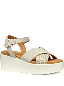 Сандалии на плетеной платформе с перекрестными ремешками высотой 60 мм Geox, нейтральный