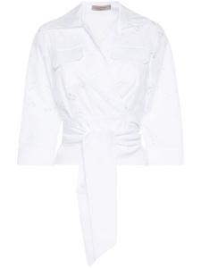 Рубашка с запахом и цветочной вышивкой D.Exterior, белый