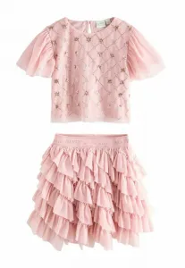 Юбка а-силуэта с ярусными оборками и пайетками, прямого кроя. Baker By Ted Baker, Pink