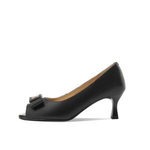 BOERDIQI Женские туфли на каблуке 6,4 см с расклешенным каблуком черные (стелька из овчины), цвет Black (Sheepskin Insole)