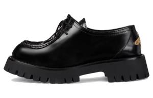 Кожаные лоферы с переплетенными G-образными пластинками GUCCI, Black