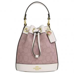 COACH Ведро Dempsey из ткани с кожаной вставкой, сумка через плечо, кроссбоди, мини-женская сумка pink