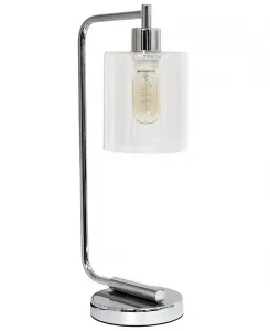 Настольная лампа в стиле ретро Бронсон из железа со стеклянным абажуром All The Rages, chrome