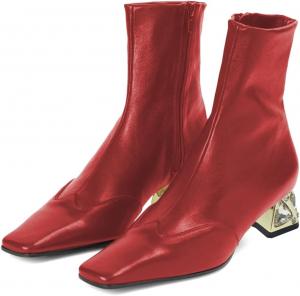 Женские ботильоны с квадратным носком Tang'scuisins, стразы, устойчивый каблук, боковая молния, обувь для вечеринок и особых случаев, размеры 4-16 US, Red