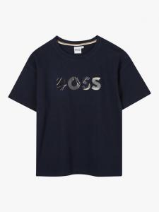 Детская футболка с коротким рукавом из хлопковой смеси и круглым вырезом HUGO BOSS