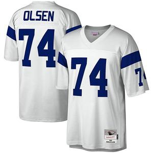 Мужская реплика джерси mitchell & ness merlin olsen white los angeles rams 1969 legacy Unbranded