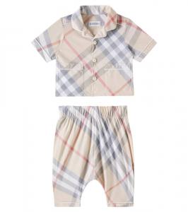 Детские пижамы из хлопка Burberry Check Burberry Kids, Pale Stone Ip Check