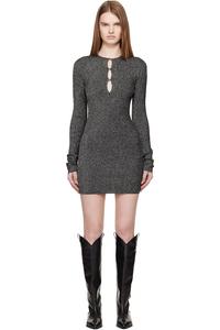 Серое мини-платье с фурнитурой Amiri, черный