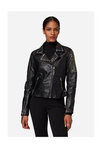 Женская кожаная куртка Стадд, косуха с заклепками на плече и спине RICANO, черный