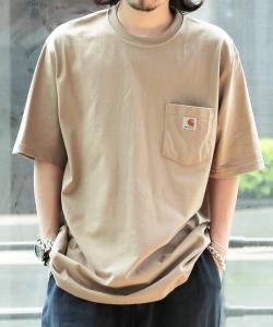 Футболка рабочая с коротким рукавом, карманами, нашивкой с логотипом Carhartt, бежевый