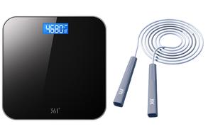 Весы напольные / весы для измерения жира в организме Charging Model, композитные, закаленное стекло, LCD-дисплей, Sports Suit LX HS21 361°, черный/серый