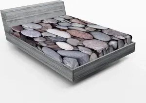 Простыня на резинке ABAKUHAUS Rock, Морские элементы, Скопление камней, Морская вода, Прибрежные скалистые детали, 90 x 190 см, Многоцветный Abakuhaus