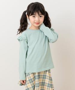 Однотонная футболка с длинными рукавами и оборками на плечах