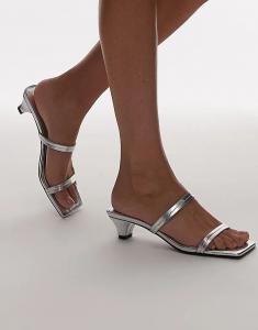 Мюли Topshop Izzy на конусном каблуке серебристого цвета