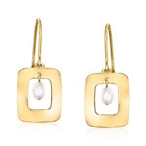 Геометрические серьги-подвески Canaria 3-3,5 мм из 10-каратного желтого золота с культивированным жемчугом Canaria Fine Jewelry, желтый