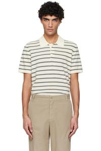 A.P.C. Вязаная рубашка-поло кремового и черного цвета