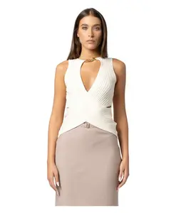 Вязаный топ с вырезом и драпировкой Kocca, белый