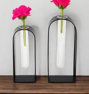 Набор из двух декоративных элементов для пробирок из черного металла Hivvago, Colored/Design