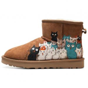 Угги UGG Hand-Drawn Cute Cat Collection, коричневый