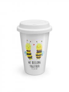 Mr. & Mrs. Panda Дорожная кружка с изображением пчел и надписью белого цвета