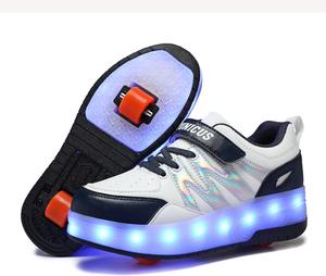 Детские светящиеся кроссовки YUNICUS с LED-подсветкой и колесами, роликовые кроссовки, кроссовки с USB-зарядкой для девочек и мальчиков, лучший подарок на день рождения, Хэллоуин, Рождество, белый