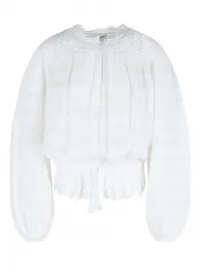 Хлопковый топ Polly с кружевом и плиссе Isabel Marant, белый