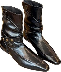 Женские модные ботильоны. Однотонный дизайн. Прочная резиновая подошва. Мягкие и удобные. Fusecottc, Black 1