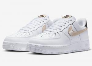Женские кроссовки Nike Air Force 1 '07 FD9873-100, размер US 55, белые с бежевыми вставками, повседневная обувь