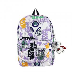 BALANG Нейлоновый рюкзак унисекс черно-синий и бело-оранжевый, Purple+Silver Face Astronaut Charm