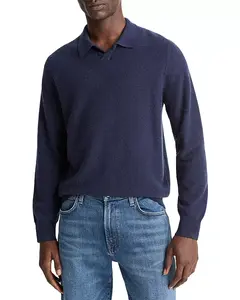 Свитер с воротником-стойкой из вареного кашемира в полоску. Vince, синий